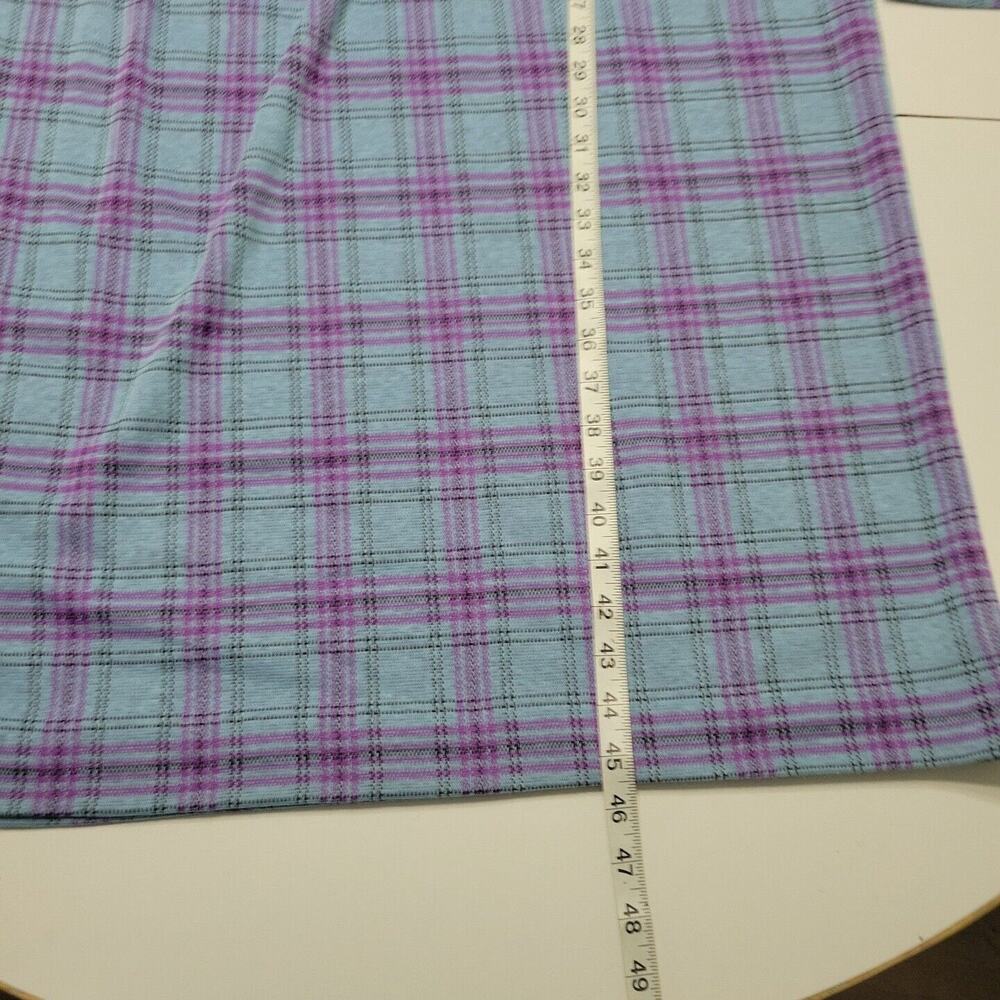 Vtg Handmade Midi Dress Womens Extra Large Blue Purple Plaid Long Sleeve Buttons - Picture 10 of 14